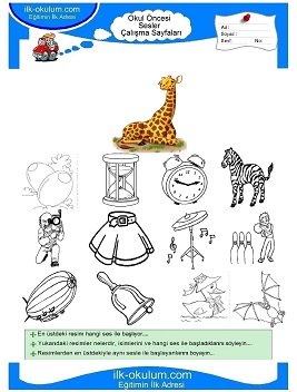 Çocuklar İçin Z Sesi Çalışma Sayfaları 